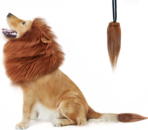 Lion Mane for Dog Costumes, Realistic Wig for Medium to Large Sized Dogs (Dark Brown)