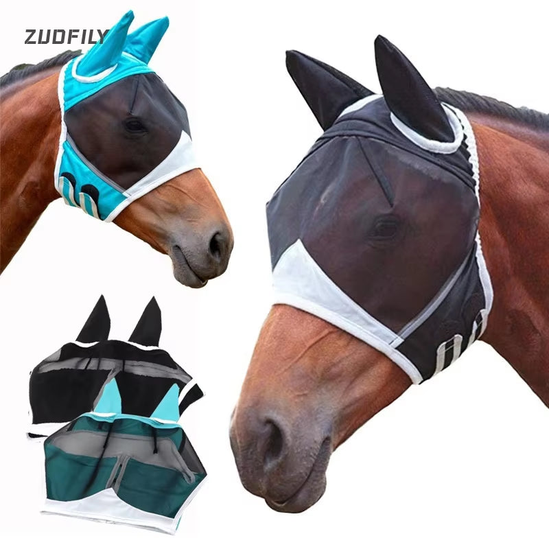 New Anti-Mosquito Horse Mask Multifunctional Sunscreen Breathable Horse Face Cover Prevent Mosquito for Horse Care Accessories